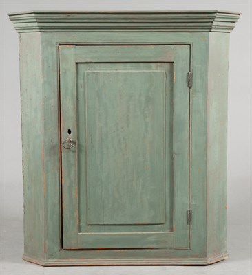 Lot 188 - Blue Painted Corner Cupboard 19th Century With...