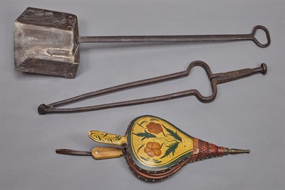 Lot 199 - Painted and Decorated Wood and Leather Bellows;...