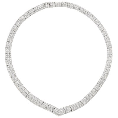 Lot 335 - White Gold and Diamond Pendant-Necklace