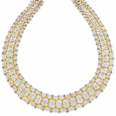 Lot 353 - Two-Color Gold and Diamond Necklace