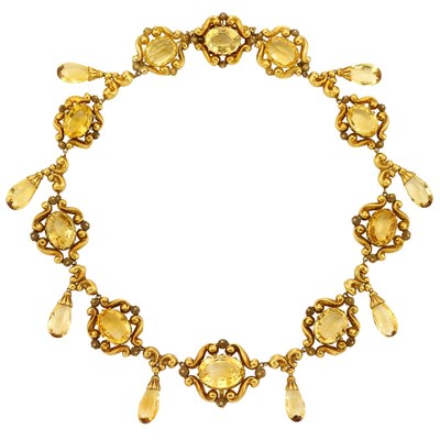 Lot 70 - Antique Gold and Citrine Necklace