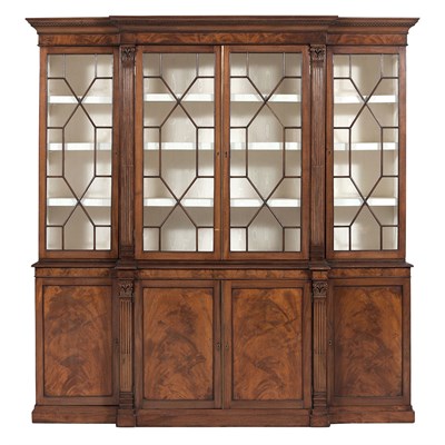 Lot 502 - George IV Mahogany Breakfront Bookcase Cabinet...