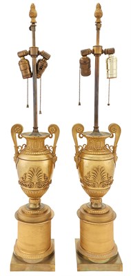 Lot 504 - Pair of Empire Gilt-Bronze Urns Each now...