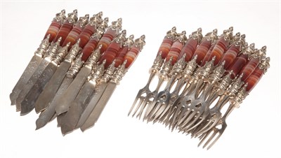 Lot 502 - Continental Silver Gilt Mounted Agate Dessert...
