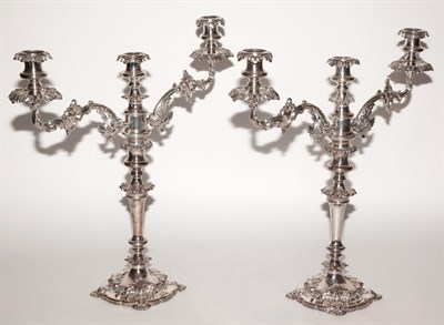 Lot 523 - Pair of Victorian Silver Plated Candlesticks...