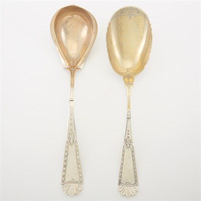 Lot 234 - Two American Coin Silver Serving Spoons George...