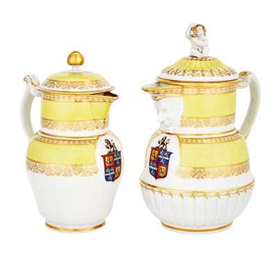 Lot 513 - Two Similar English Porcelain Covered Jugs...