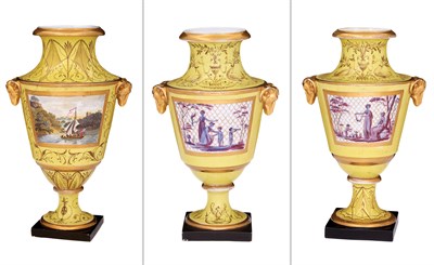 Lot 497 - Assembled Set of Three English Porcelain Urns...