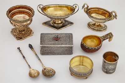 Lot 514 - Group of Russian Silver Table Articles...