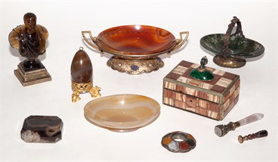 Lot 549 - Group of Ten Continental Silver and Hardstone...