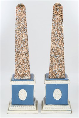 Lot 518 - Pair of English Pearlware Obelisks Late 18th...