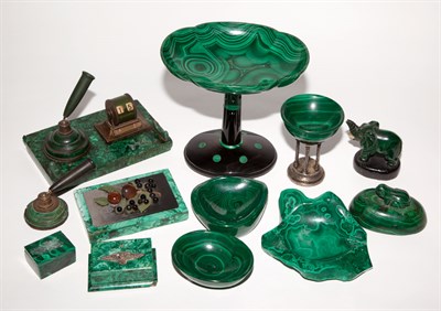 Lot 579 - Group of Malachite Desk Articles Approximately...