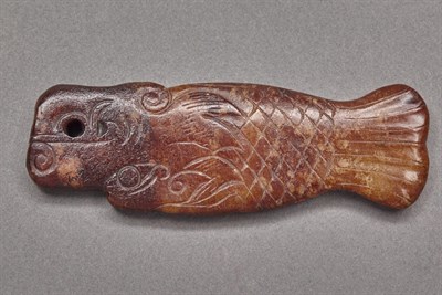 Lot 23 - Chinese Archaic Style Jade Dragon Fish The...