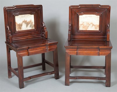Lot 225 - Pair of Chinese Marble Inlaid Hardwood Side...