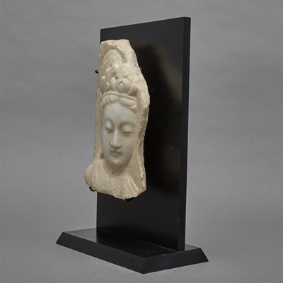 Lot 37 - Chinese White Marble Head of Guanyin Possibly...