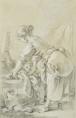 Lot 111 - Attributed to François Boucher A Woman Washing...