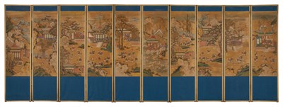 Lot 36 - Korean Ten-Panel Screen 20th Century Depicting...