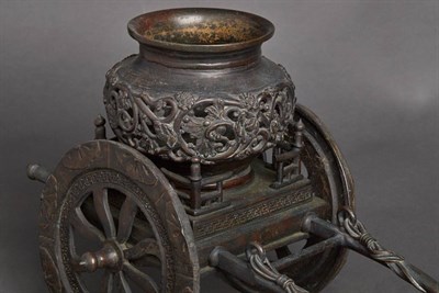 Lot 9 - Japanese Bronze Flower Vase on Cart Taisho...