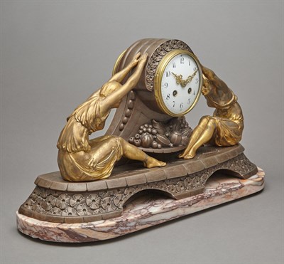 Lot 574 - French Art Deco Gilt and Patinated-Spelter...