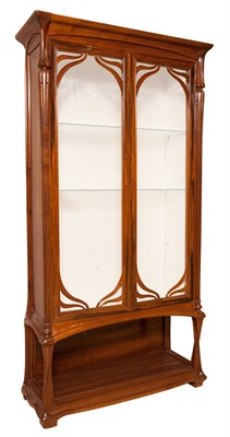 Lot 674 - French Art Nouveau Walnut Vitrine Height 6...