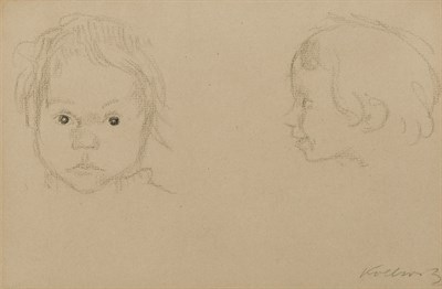 Lot 71 - Kathe Kollwitz German, 1867-1945 Two Heads of...