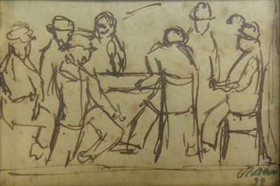 Lot 122 - Ottone Rosai Italian, 1895-1957 Figures at a...