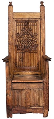 Lot 599 - French Gothic Oak Throne Armchair 15th Century...