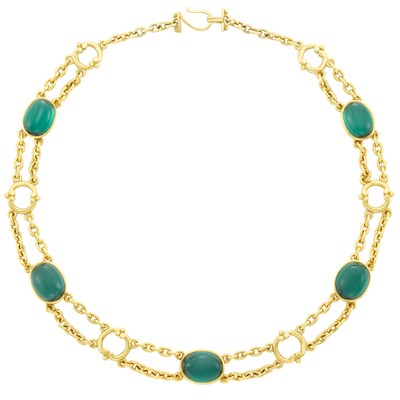 Lot 708 - High Karat Gold and Cabochon Tourmaline Necklace, Helen Woodhull