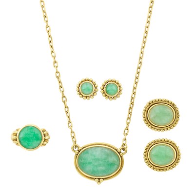 Lot 705 - Group of Gold and Jade Jewelry, Helen Woodhull