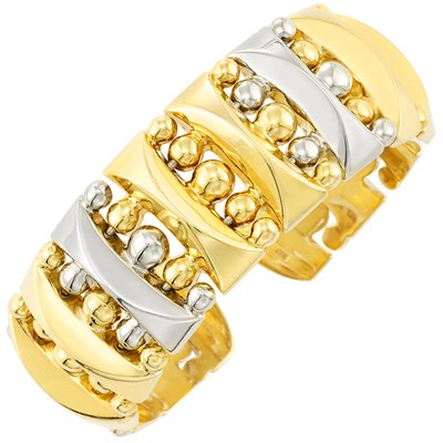 Lot 554 - Two-Color Gold Cuff Bangle Bracelet