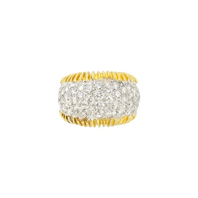 Lot 207 - Two-Color Gold and Diamond Bombe Ring