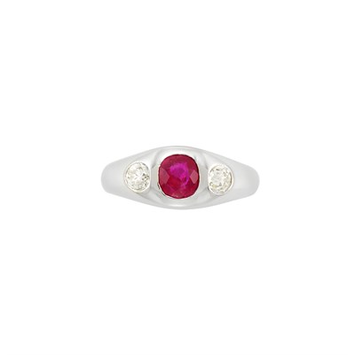 Lot 476 - Platinum, Ruby and Diamond Gypsy Ring