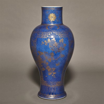 Lot 140 - Chinese Gilt Decorated Powder Blue Glazed...