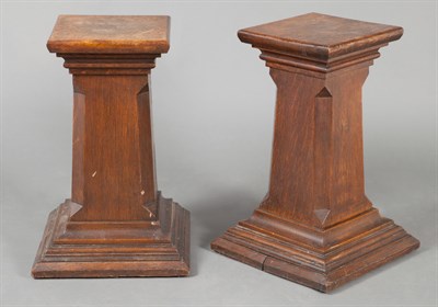 Lot 702 - Pair of English Oak Pedestals Each square top...