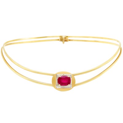 Lot 390 - Gold, Ruby and Diamond Choker Necklace, France