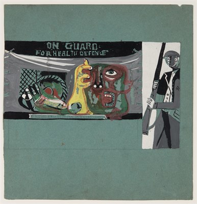 Lot 35 - Peter Busa American, 1914-1985 On Guard Mural...