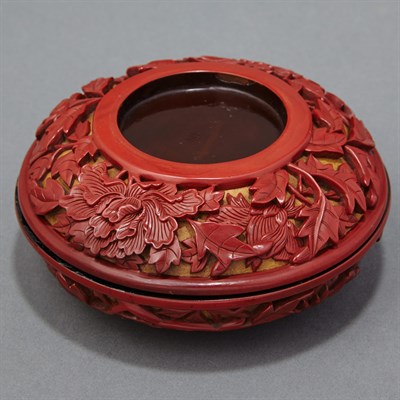 Lot 41 - Chinese Cinnabar Lacquer Box and Cover 18th...