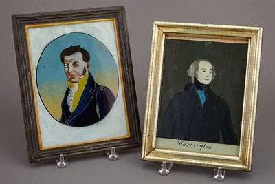 Lot 136 - Two Reverse Painted Glass Portraits of George...
