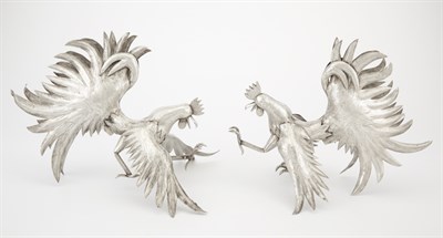 Lot 380 - Pair of Peruvian Sterling Silver Roosters...
