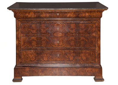 Lot 377 - Louis Phillipe Marble Top Burlwood Chest of...