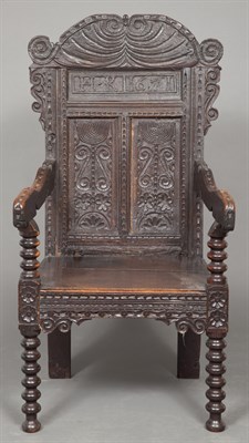 Lot 257 - Carved Oak Armchair English, third quarter of...