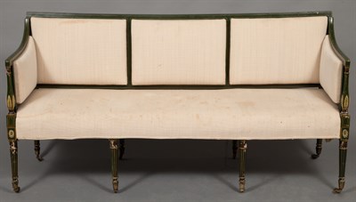 Lot 303 - George III Painted Settee Circa 1800 The three-...