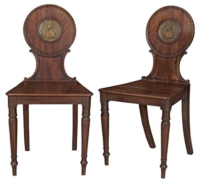 Lot 301 - Pair of George III Mahogany Hall Chairs Circa...