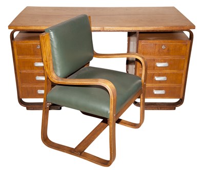 Lot 207 - Giuseppe Pagano Oak and Stained Wood Desk and...