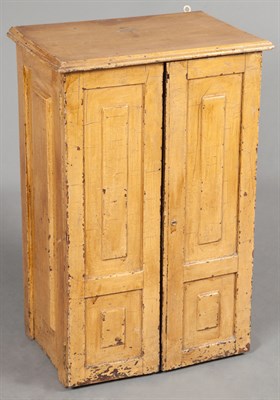 Lot 129 - Yellow Painted Wall Cupboard 19th Century With...