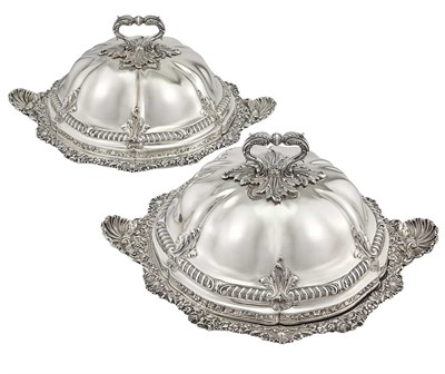 Lot 476 - Pair of George III Sterling Silver Covered...