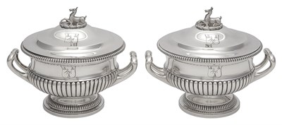 Lot 477 - Pair of George III Sterling Silver Covered...