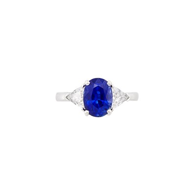 Lot 454 - Platinum, Sapphire and Diamond Ring