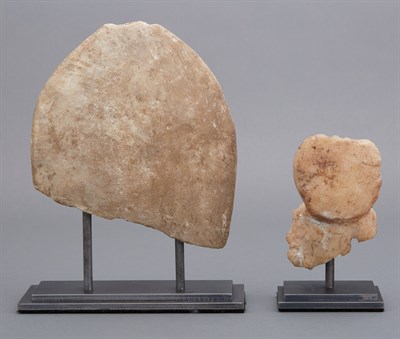 Lot 31 - Two Marble Buddhist Figural Fragments Tang and...