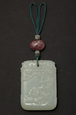 Lot 125 - Chinese White Jade Plaque Qing Dynasty The...